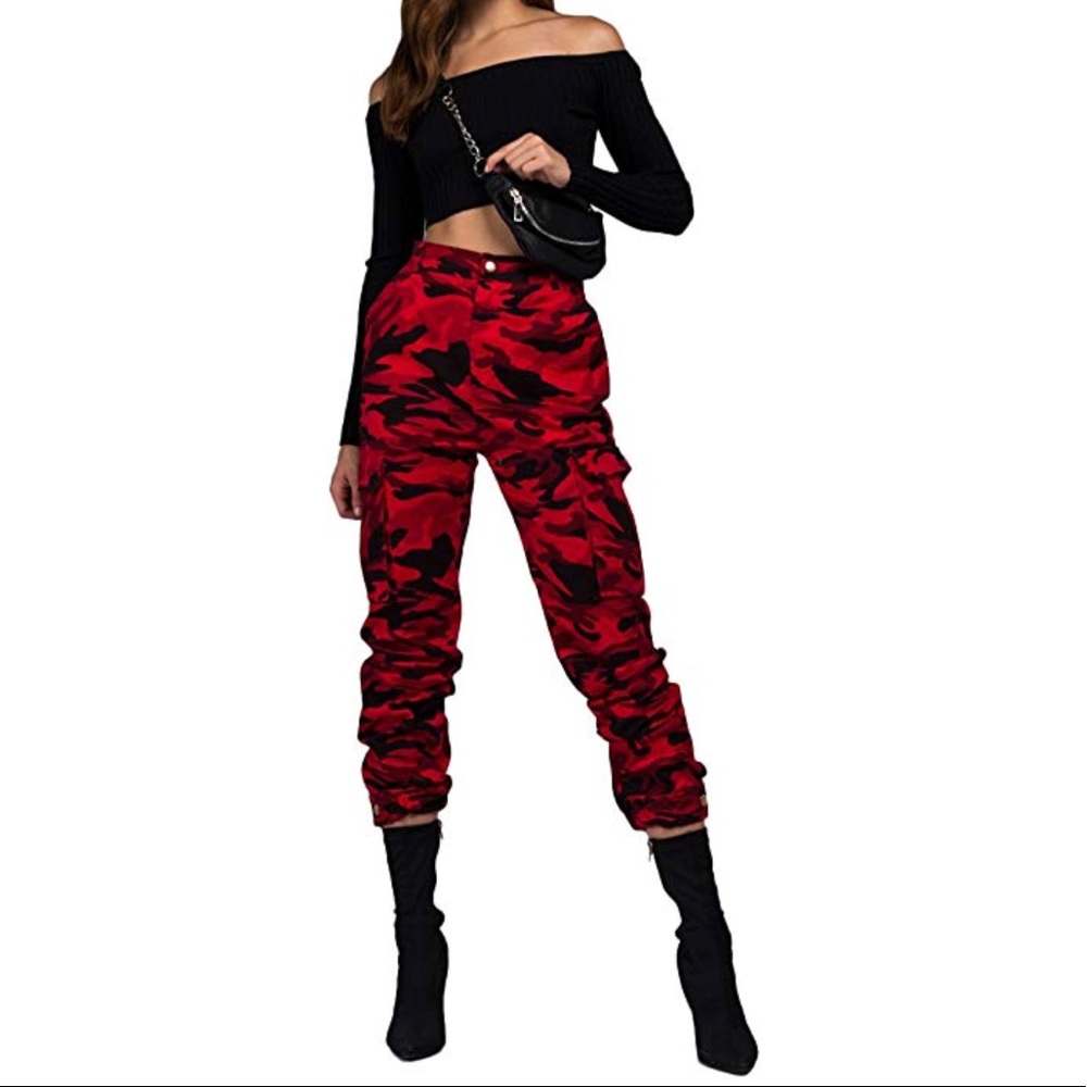 High waist camo army cargo pocket jogger pant